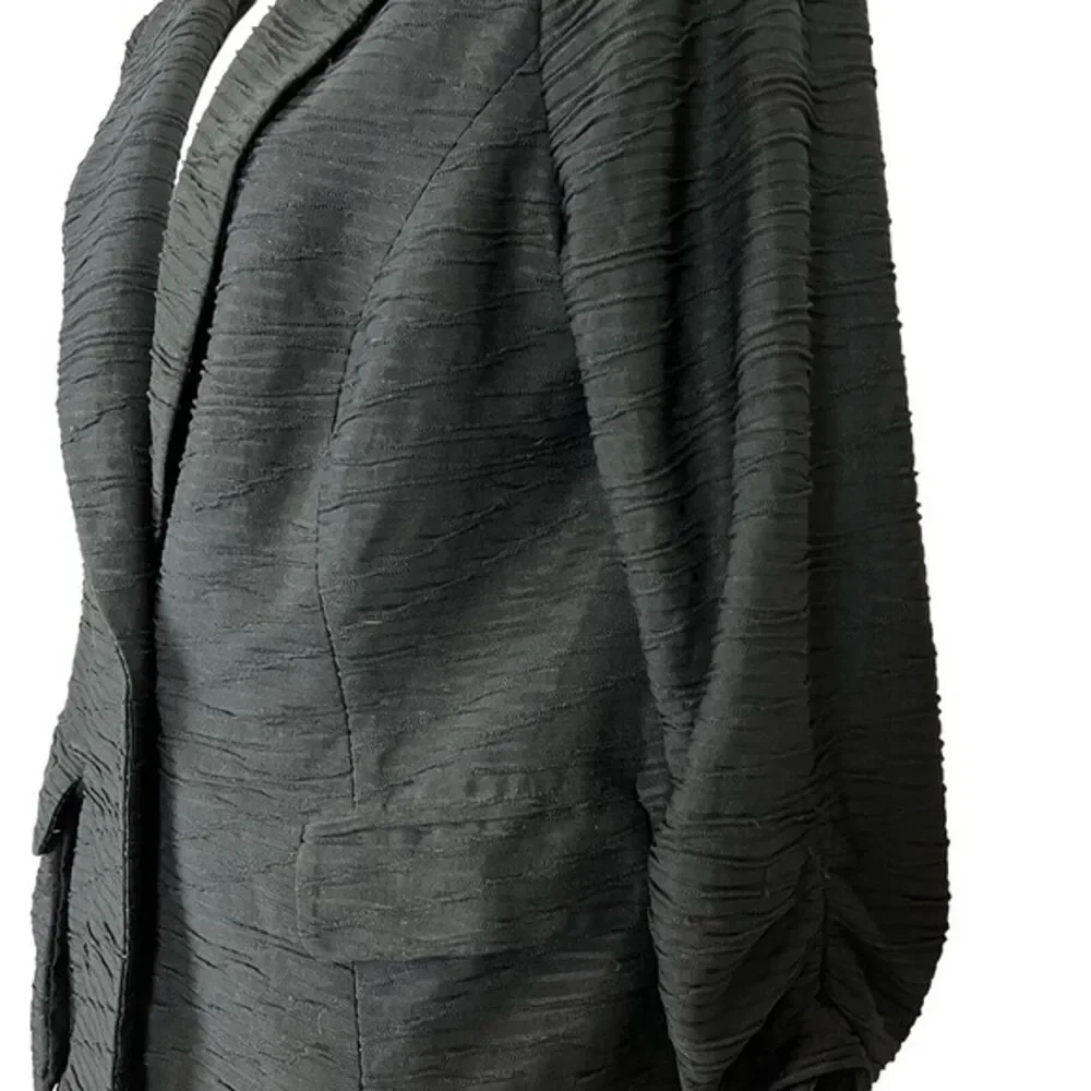 Chicos Black Stretch Knit Lined Suit Jacket Career Office 3/4 Sleeve Blazer 0 S